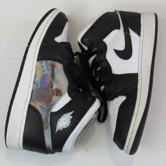 Air Jordan1 Mid Hologram Big Kids' Sneaker Shoes Size 5Y MJ Images Black/Concord - Picture 6 of 10